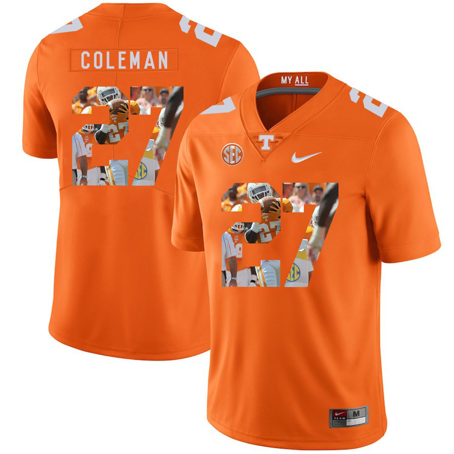 Men Tennessee Volunteers 27 Coleman Orange Fashion Edition Customized NCAA Jerseys